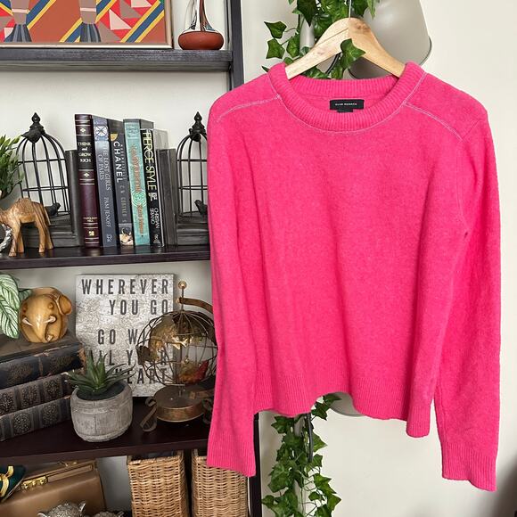 CLUB MONACO Wool Pullover Crewneck Sweater Hot Pink Sz XS {AA35}